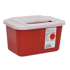 1 Gallon Kendall Multi-purpose Sharps Container Sharps-A-Gator™ 1-Piece Red Base Horizontal Entry Lid