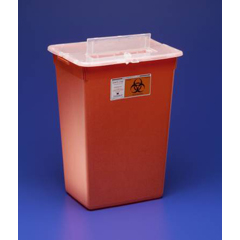 10 Gallon Kendall Multi-purpose Sharps Container Sharps-A-Gator™ 1-Piece 13.5H" X 16.5W" X 14.5D" Red Base Vertical Entry Lid