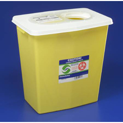 12 Gallon Kendall Chemotherapy Sharps Container Chemosafety™ 1-Piece 18.75H" X 18.25W" X 12.75D" 12 Gallon Yellow Base Sliding Lid
