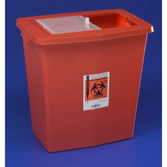12 Gallon Kendall Multi-purpose Sharps Container 1-Piece 18.75H" X 18.25W" X 12.75D" 12 Gallon Red Base Sliding Lid