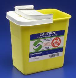 2 Gallon Kendall Chemotherapy Sharps Container 1-Piece 10H" X 10.5W" X 7.25D" 2 Gallon Yellow Base Hinged Lid