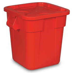 28 Gallon Waste Containers, Red - Square Brute with Lid