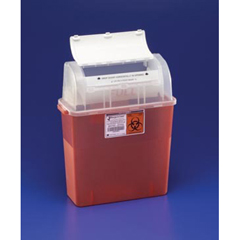 3 Gallon Kendall Multi-purpose Sharps Container GatorGuard™ 1-Piece 20.5H" X 14W" X 6D" 3 Gallon Translucent Red Base Horizontal Entry Lid