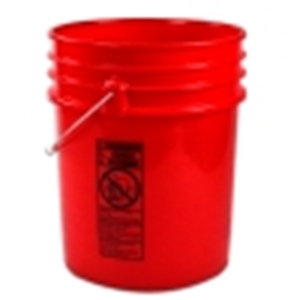5 Gallon Red Bucket and Lid with 3 Biohazard Stickers