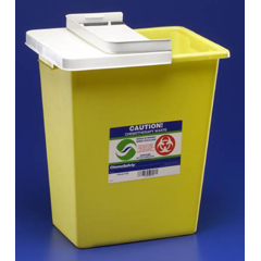 8 Gallon Kendall Chemotherapy Sharps Container Chemosafety™ 1-Piece 17.5H" X 15.5W" X 11D" Yellow Base Hinged Lid