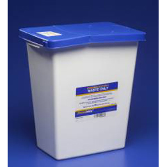 8 Gallon Kendall Multi-purpose Sharps Container Pharmasafety™ 1-Piece 17.75H" X 11W" X 15.5D" White Base Hinged Lid