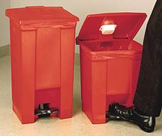 Red Step-On Waste Container Available in 8, 12, and 18 Gallon Capacities